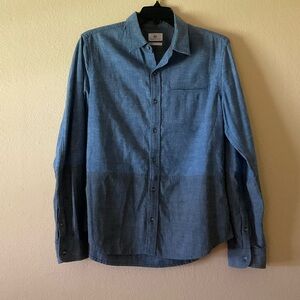AG Adriano Goldschmied Slim Fit Long Sleeve Cotton Colorblock Denim Shirt.Size L